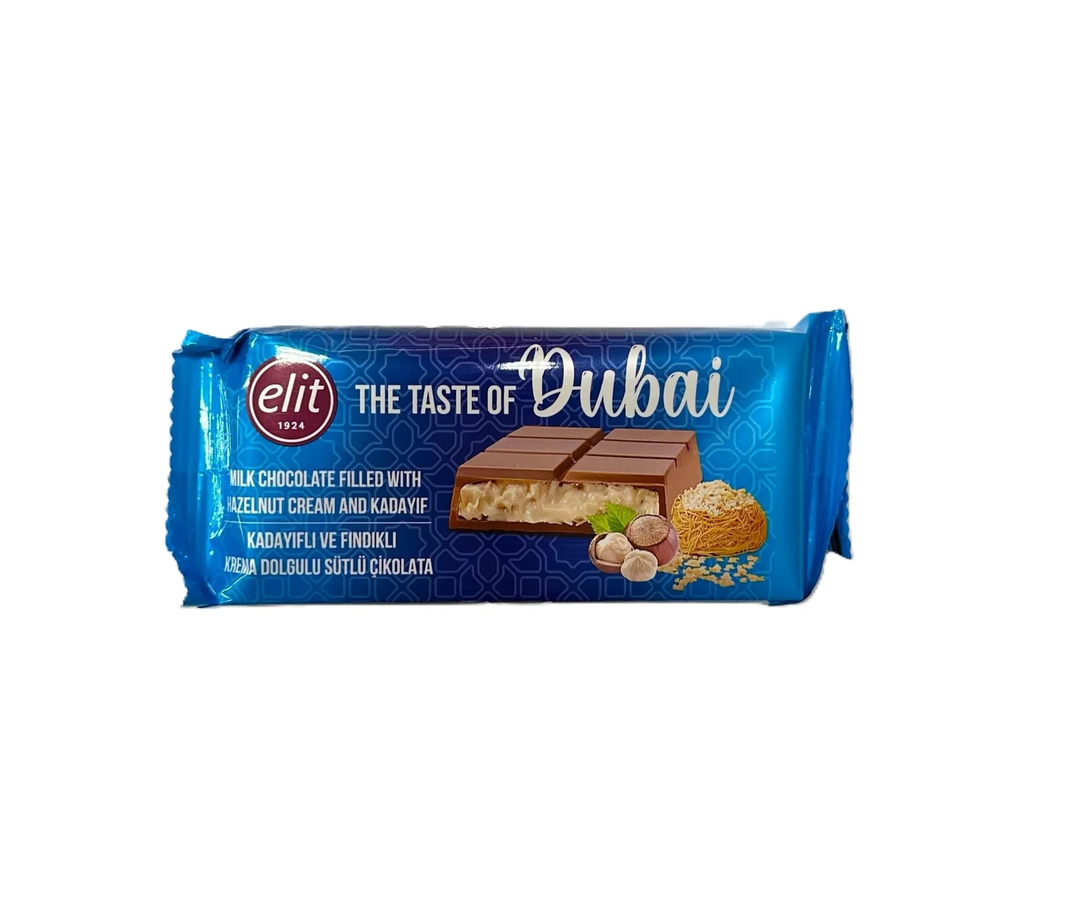 Elite Kadayıf Kunafah en Hazelnootcrème Gevulde Dubai Chocolade 90g