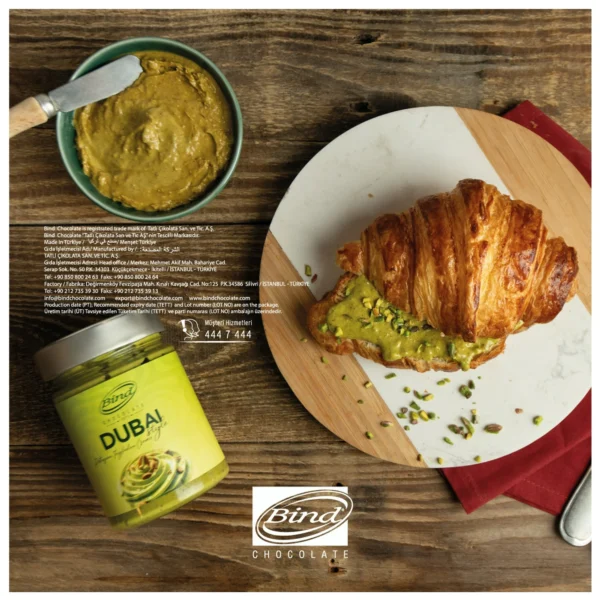 ind Pistachio Cream Suitable for Dubai Chocolate and Kunefe – Dubai Bar 25% pistachio 12% kadayif kunafah Mega Large 350g - Image 2