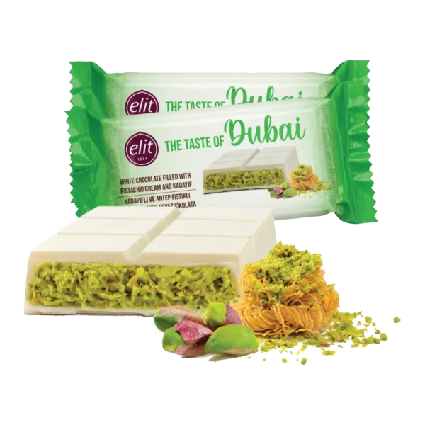Elit Kadayif kunafah en Antep Pistachecreme Gevulde Dubai chocolade Reep Wit 90gr - Afbeelding 2