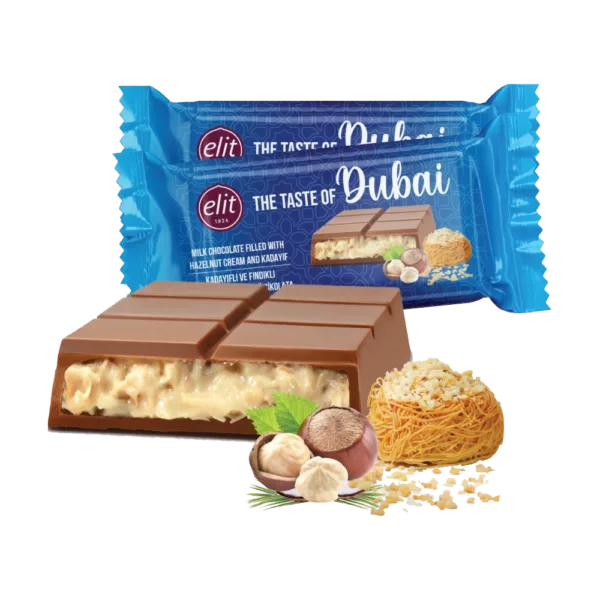 Elite Kadayıf Kunafah en Hazelnootcrème Gevulde Dubai Chocolade 90g - Afbeelding 2