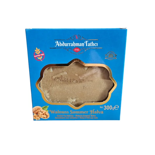 Abdurrahman Tatlici Zomer halva met walnoten 300 gr - ( GLUTENVRIJE, GLUCOSEVRIJE, EMULGATORVRIJE EN ADDITIEFVRIJE HALVA )