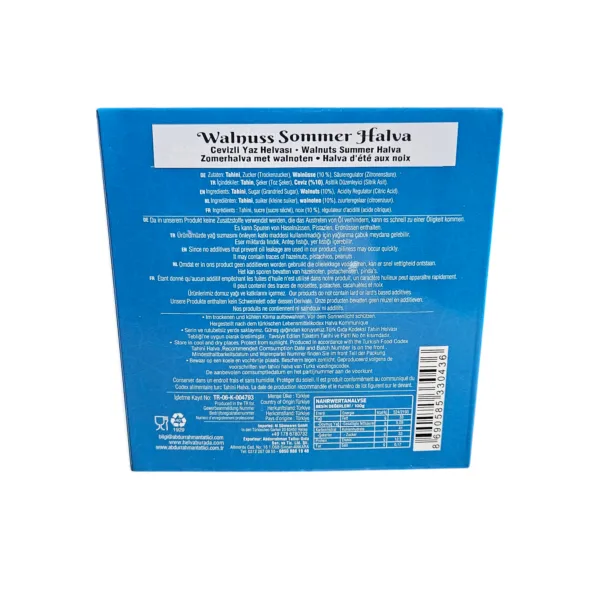 Abdurrahman Tatlici Zomer halva met walnoten 300 gr - ( GLUTENVRIJE, GLUCOSEVRIJE, EMULGATORVRIJE EN ADDITIEFVRIJE HALVA ) - Afbeelding 2