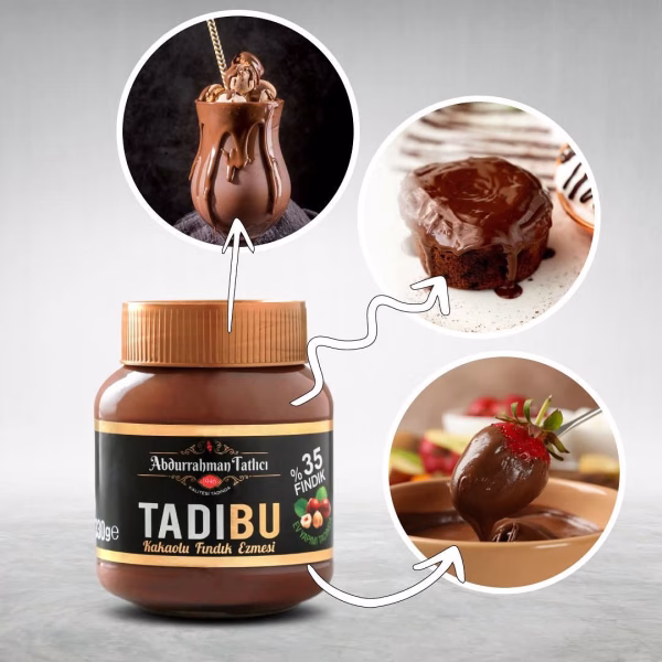 Abdurrahman Tatlıcı Tadıbu Cacao Hazelnootpasta ( Glutenvrij ) 330 gr - Afbeelding 3