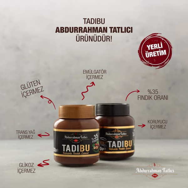 Abdurrahman Tatlıcı Tadıbu Cacao Hazelnootpasta ( Glutenvrij ) 330 gr - Afbeelding 4