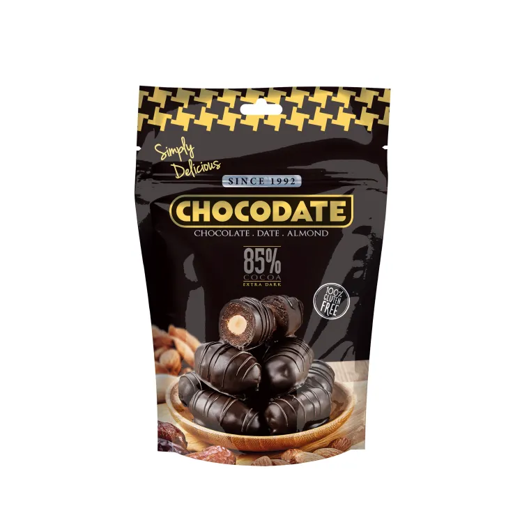 Chocodate Dates and Almonds Handmade Gluten Free 85% Extra Dark Chocolate 90g
