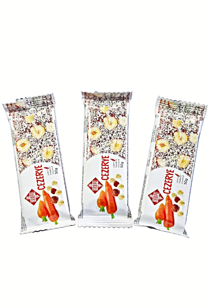 Tempo Carrot Hazelnut Coconut Cezerye Bar 3x 50 gr | Healthy Snack & Natural Energy